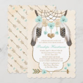 Blauwgroen en gouddromer Boho Baby Boy Shower Kaart (Voorkant / Achterkant)
