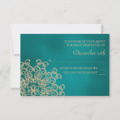 BLAUWGROEN EN GOUDE INDIASE REACTIE RSVP-KAART RSVP KAARTJE (Achterkant)