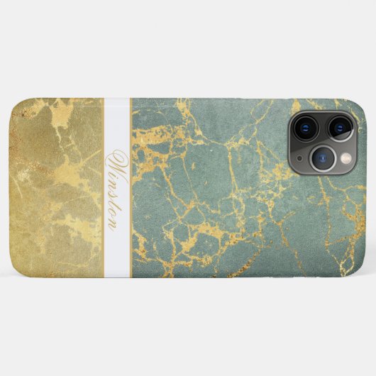 BLAUWGROEN EN GOUDE KIJKTEKST, EDITABLE TEKST Case-Mate iPhone CASE (Achterkant (horizontaal))
