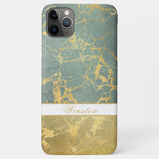 BLAUWGROEN EN GOUDE KIJKTEKST, EDITABLE TEKST Case-Mate iPhone CASE (Achterkant)
