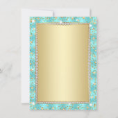 Blauwgroen en gouden 50e verjaardagsfeestuitnodigi kaart (Achterkant)