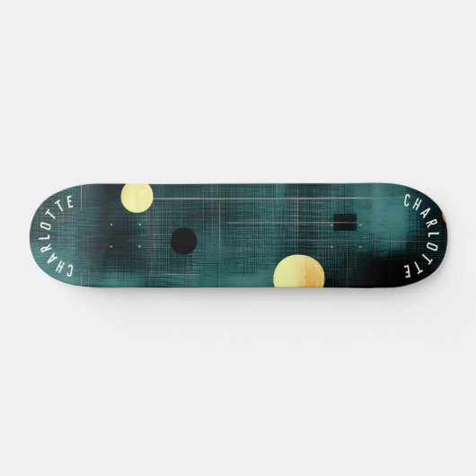 Blauwgroen en gouden Abstracte geometrische skateb Persoonlijk Skateboard (Horizontaal)