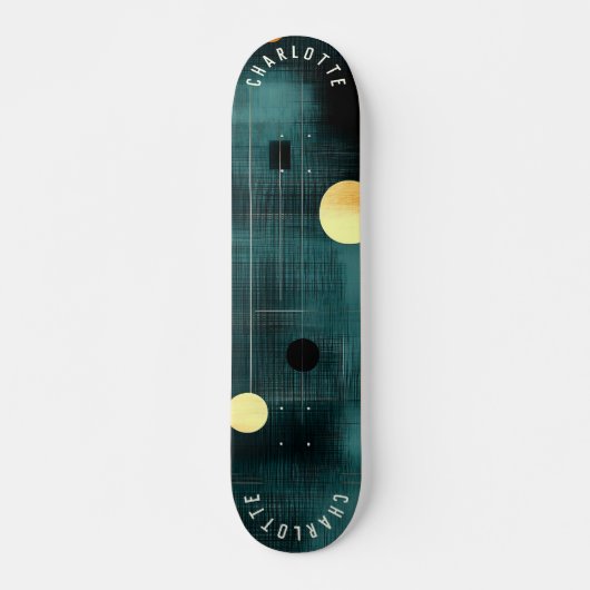 Blauwgroen en gouden Abstracte geometrische skateb Persoonlijk Skateboard (Voorkant)