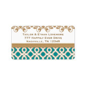 Blauwgroen en gouden adreslabels voor retourzendin etiket (Voorkant)