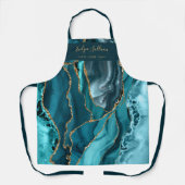 blauwgroen en gouden agaat beauty professioneel sc schort (Voorkant)