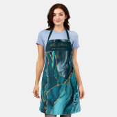 blauwgroen en gouden agaat beauty professioneel sc schort (Gedragen)