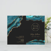 blauwgroen en gouden agaat service menubrochure (Staand voorkant)