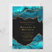 Blauwgroen en gouden Agate Stone Wedding Shower no (Voorkant)