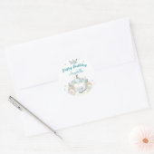 Blauwgroen en gouden Assepoester Prinses Carriage Ronde Sticker (Envelop)