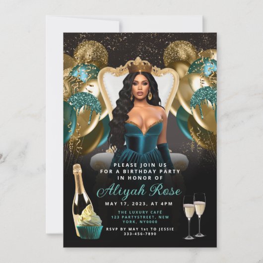 Blauwgroen en gouden ballonnen - Koninklijke uitno Kaart (Voorkant)