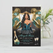 Blauwgroen en gouden ballonnen - Koninklijke uitno Kaart (Staand voorkant)