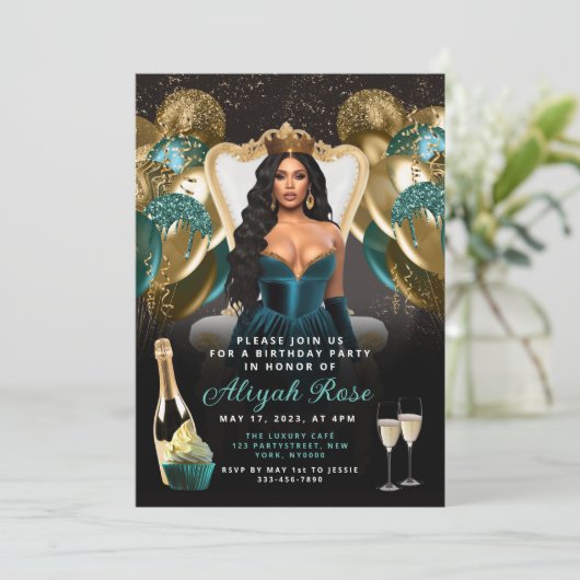 Blauwgroen en gouden ballonnen - Koninklijke uitno Kaart (Staand voorkant)