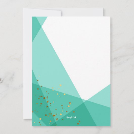 Blauwgroen en gouden bevestiging kaart (Achterkant)