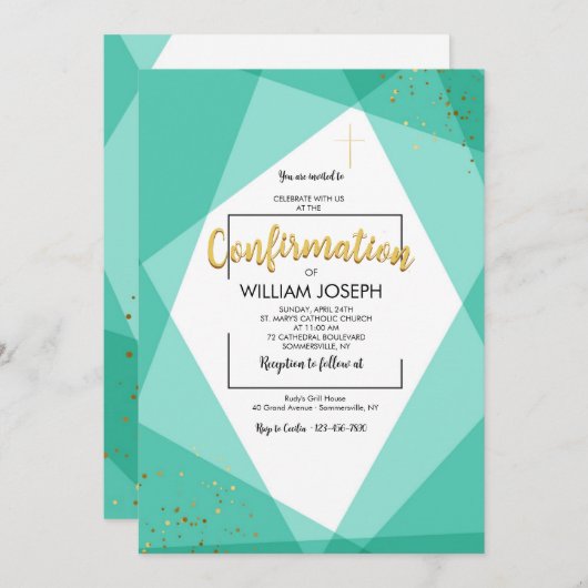 Blauwgroen en gouden bevestiging kaart (Voorkant / Achterkant)