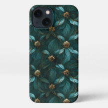 Blauwgroen en gouden bloemmotief