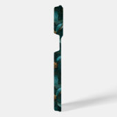 Blauwgroen en gouden bloemmotief iPhone hoesje (Rechterkant)
