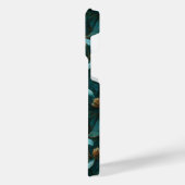 Blauwgroen en gouden bloemmotief iPhone hoesje (Linkerkant)