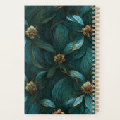 Blauwgroen en gouden bloemmotief planner (Achterkant)