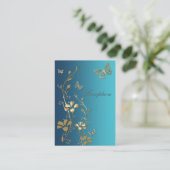 Blauwgroen en gouden bloemvlinders Behuizing Kaart (Staand voorkant)