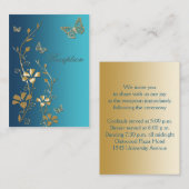 Blauwgroen en gouden bloemvlinders Behuizing Kaart (Voorkant / Achterkant)
