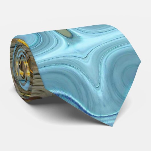 Blauwgroen en gouden blokken 2 stropdas (Opgerold)