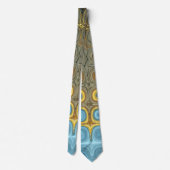 Blauwgroen en gouden blokken 2 stropdas (Achterkant)