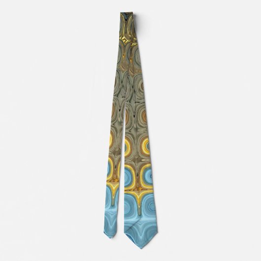 Blauwgroen en gouden blokken 2 stropdas (Achterkant)