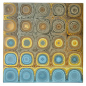 Blauwgroen en gouden blokken tegeltje (Voorkant)