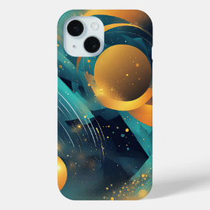 Blauwgroen en gouden bol Abstract iPhone 15 Case