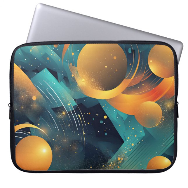 Blauwgroen en gouden bol Abstract Laptop Sleeve (Voorkant)