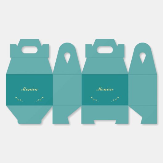 Blauwgroen en gouden bruidsmeisje gunstboxen bedankdoosjes (Ongevouwen)