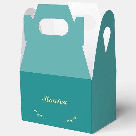 Blauwgroen en gouden bruidsmeisje gunstboxen bedankdoosjes (Open)