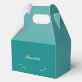 Blauwgroen en gouden bruidsmeisje gunstboxen bedankdoosjes (Achterkant)