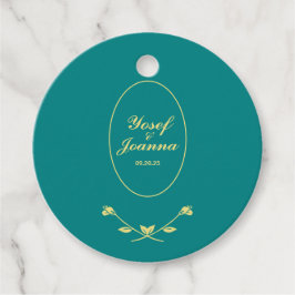 Blauwgroen en gouden bruiloft gunst Label