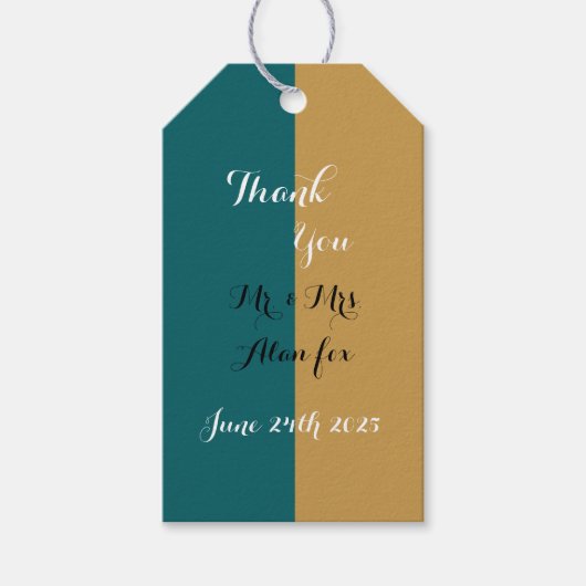 Blauwgroen en gouden cadeau Labels Cadeaulabel (Voorkant)