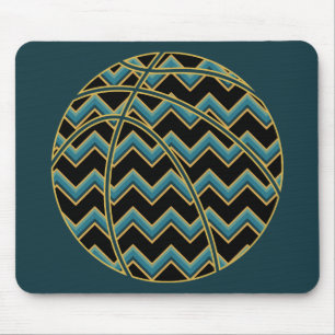 Blauwgroen en gouden Chevron Basketbal Muismat