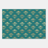 Blauwgroen en gouden  Damask Inpakpapier Vel (Voorkant 3)