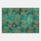 Blauwgroen en gouden  Damask Inpakpapier Vel (Voorkant)