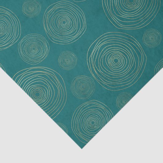 Blauwgroen en gouden Doodle Pattern Tissuepapier (Detail)