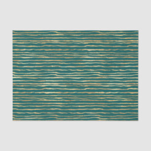 Blauwgroen en gouden Doodle Stripes Tissuepapier