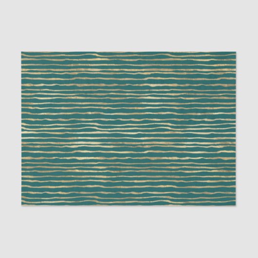 Blauwgroen en gouden Doodle Stripes Tissuepapier (Voorkant)