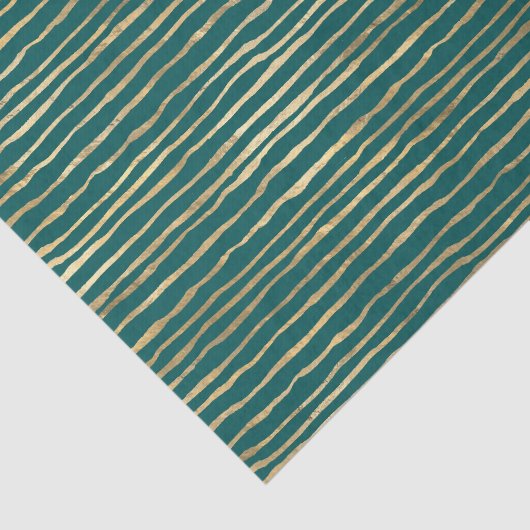 Blauwgroen en gouden Doodle Stripes Tissuepapier (Detail)