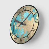 Blauwgroen en gouden esthetische muis ronde klok (Hoek)