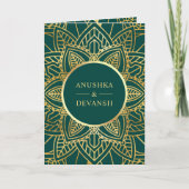 Blauwgroen en gouden etnische Mandala Indiaas huwe (Voorkant)