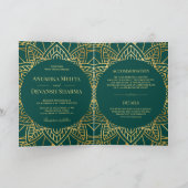 Blauwgroen en gouden etnische Mandala Indiaas huwe (Binnen)