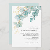 Blauwgroen en gouden Eucalyptus Greenery Wedding I (Voorkant / Achterkant)