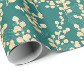 Blauwgroen en gouden eucalyptuspatroon cadeaupapier (Rol Hoek)