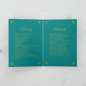 Blauwgroen en gouden Floral Wedding Programma (Binnen)