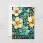 Blauwgroen en gouden Floral Wedding RSVP Kaartje (Achterkant)