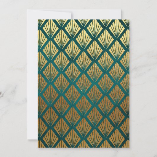 Blauwgroen en Gouden Folie Art Deco Verjaardagsfee Kaart (Achterkant)
